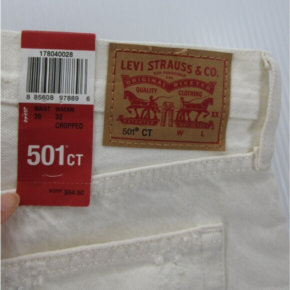 Levis 501 CT Jeans 30 Button Fly Distressed Cropped Denim Pants NEW - Picture 11 of 16